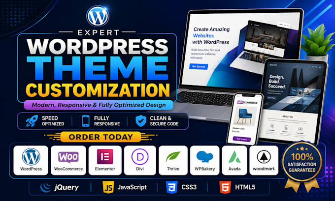 do wordpress theme customization, design, speed optimization in 24 hours