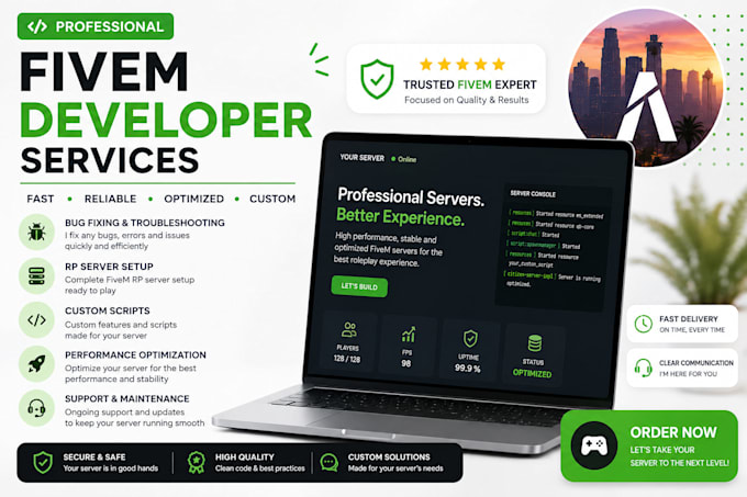 make a roleplay fivem server, bug fixes and custom scripts
