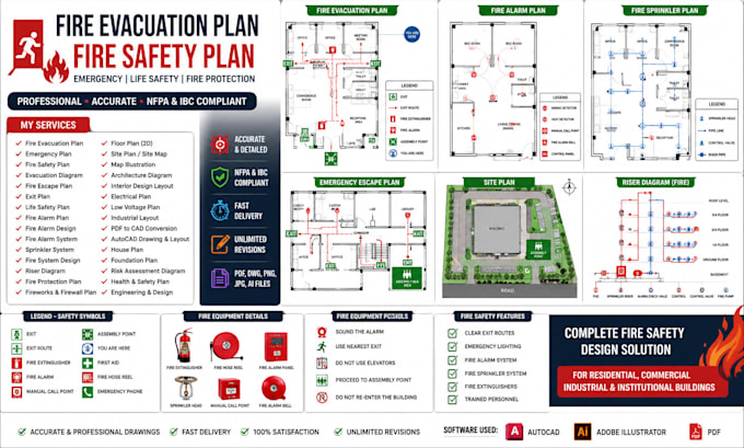 evacuation plan fire safety plan emergency plan fire escape plan map illustrate