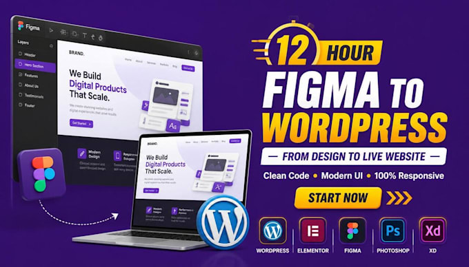 convert figma to wordpress, pixel perfect, responsive in 24 hours
