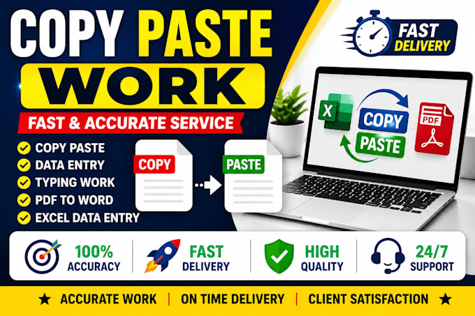 do copy paste, typing and data entry work