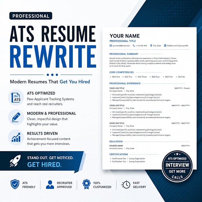 rewrite and modernize your resume into an ats optimized CV