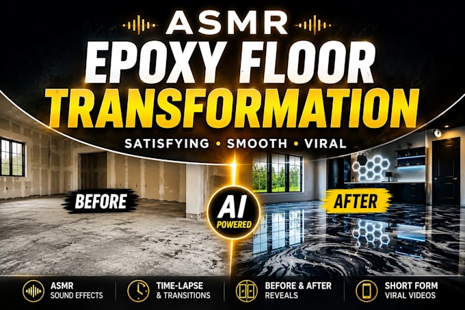 create asmr epoxy floor transformation and construction videos