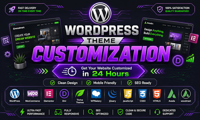 do wordpress theme customization and full optimization fast