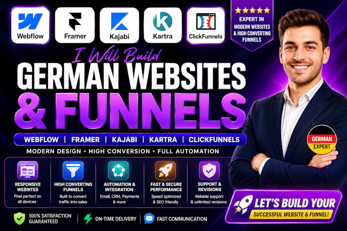 design german webflow framer kajabi kartra salesfunnel landing page website