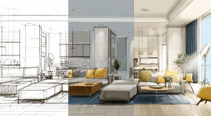 digital sketch architecture and interior design, concept art