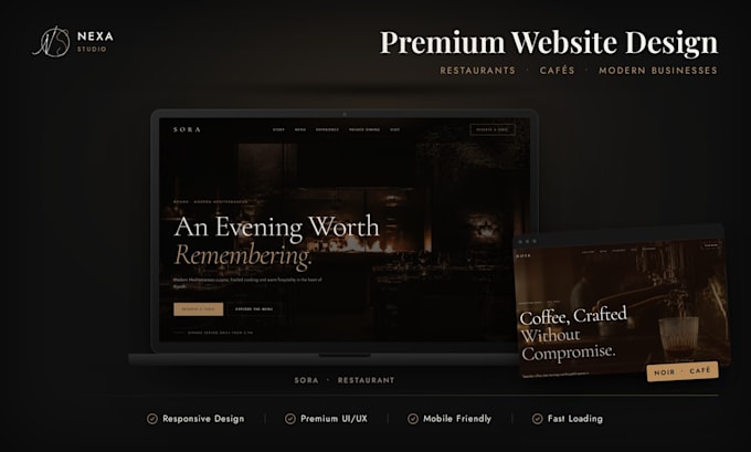 design a modern restaurant or cafe website