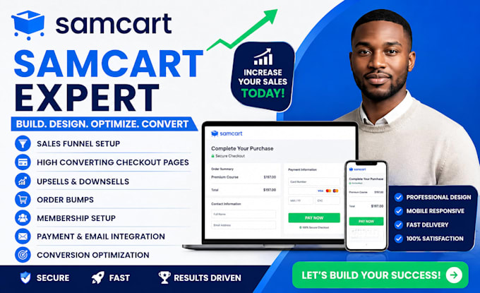 build samcart and systeme io sales funnel landing page