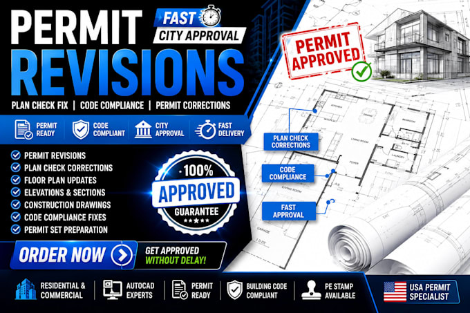 fix permit revisions, plan check comments and city permit corrections