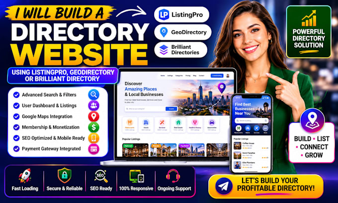 build a directory website using listingpro, geodirectory, or brilliant directory