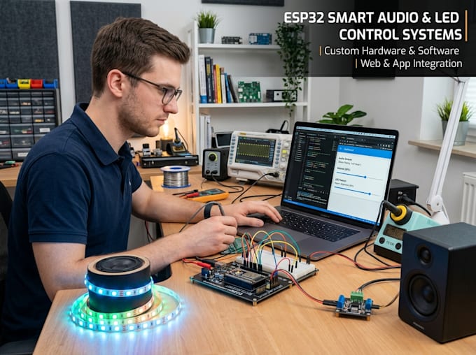 build smart audio and led control systems using esp32