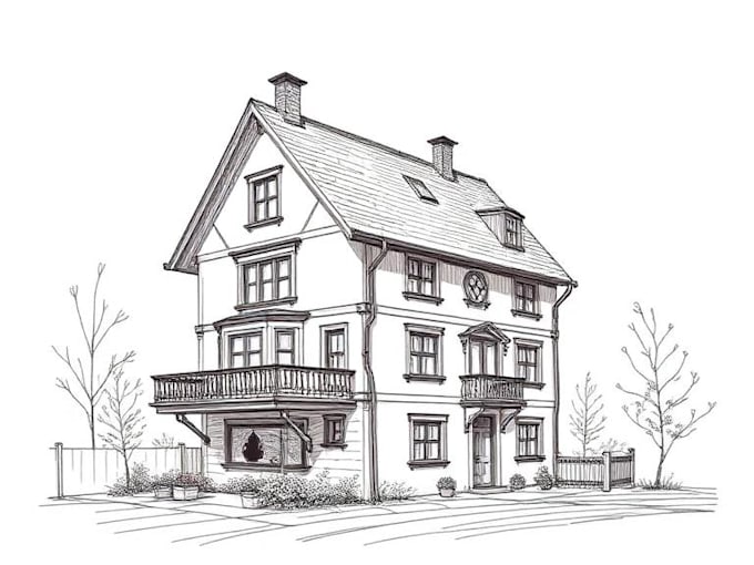 sketch houses and buildings
