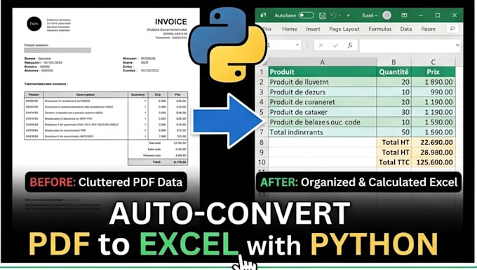 automate data extraction from invoices and reports to excel