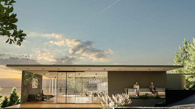 design luxury mountain vacation house 3d visualization