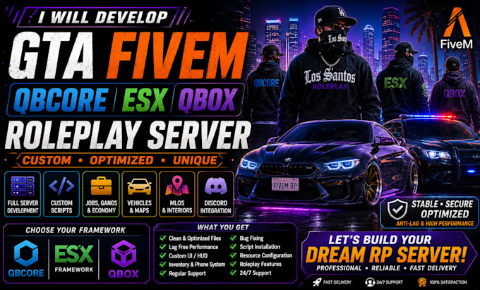 develop gta fivem qbcore esx and qbox roleplay server