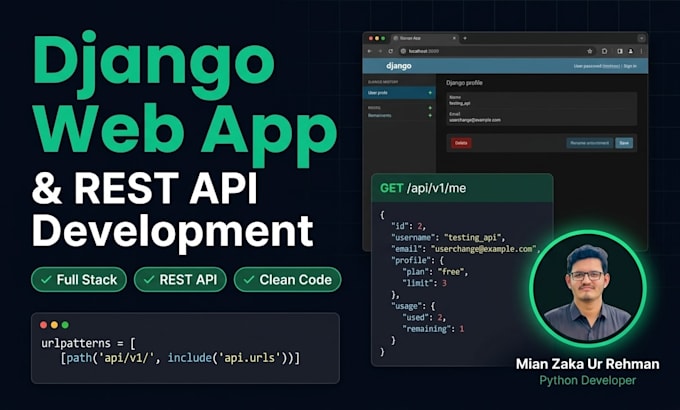 build a full django web app and rest API with python