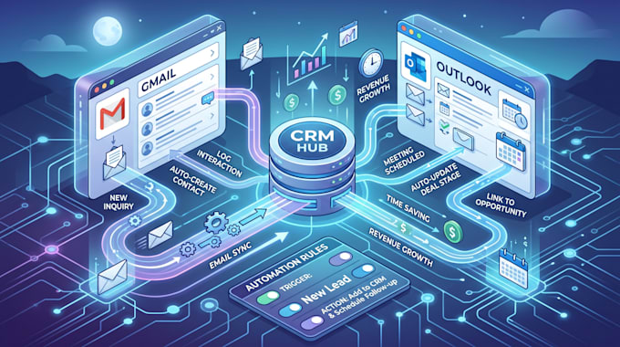 integrate crm with gmail and outlook using automation