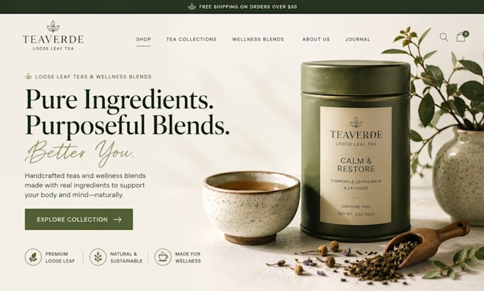 build squarespace tea shop website loose leaf store website wellness blends site