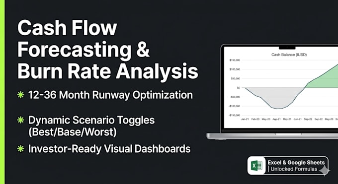 create a professional cash flow forecast and burn rate model