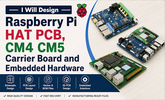 design raspberry pi hat pcb cm4 cm5 carrier board and embedded hardware