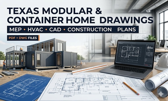 engineer texas modular prefab container home mep hvac cad construction drawings