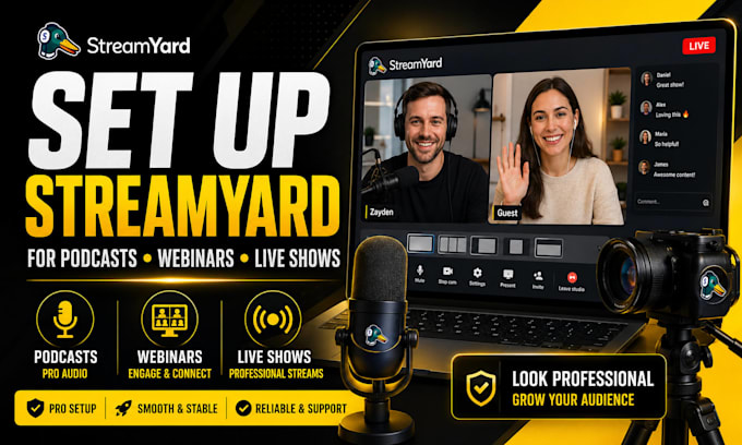 set up streamyard for podcasts webinars and live shows