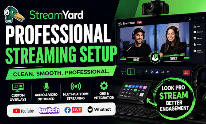 build premium streamyard streaming setup for youtube twitch and whatnot