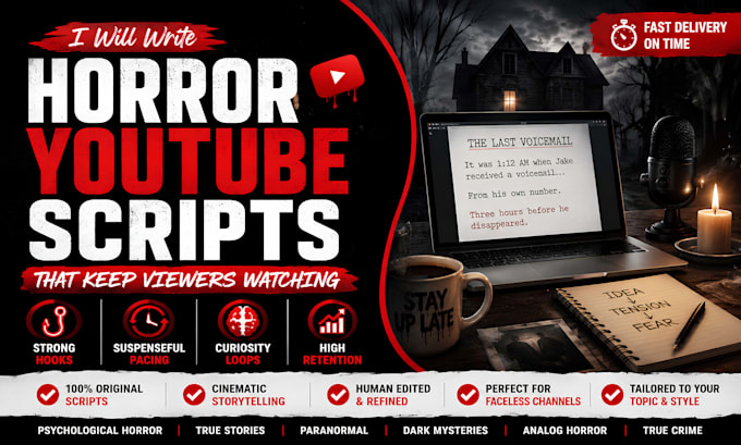 write immersive horror youtube scripts with high audience retention