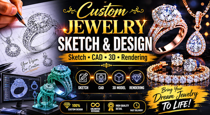 do pro jewelry cad design and realistic 3d rendering
