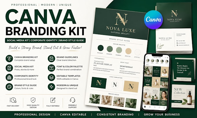 Design canva branding kit social media kit corporate identity brand ...