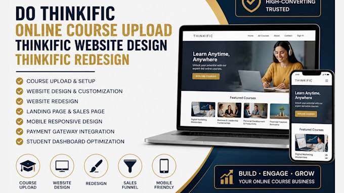 do thinkific online course upload, thinkific website, online course promotion