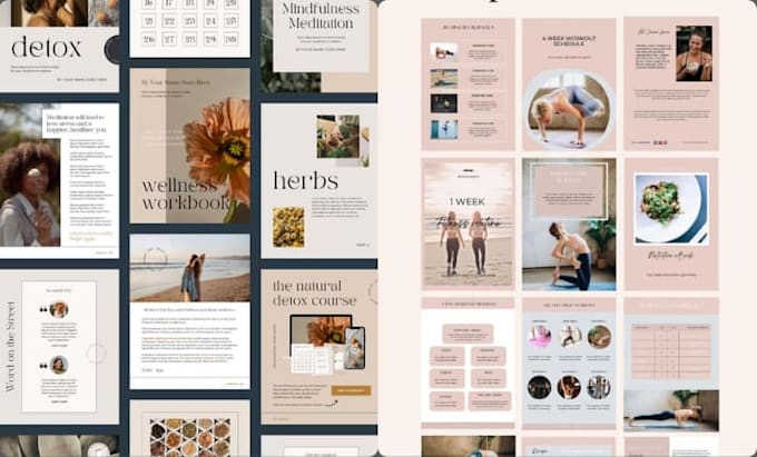 canva wellness fitness workbook, mental health ebook and lead magnet for coaches