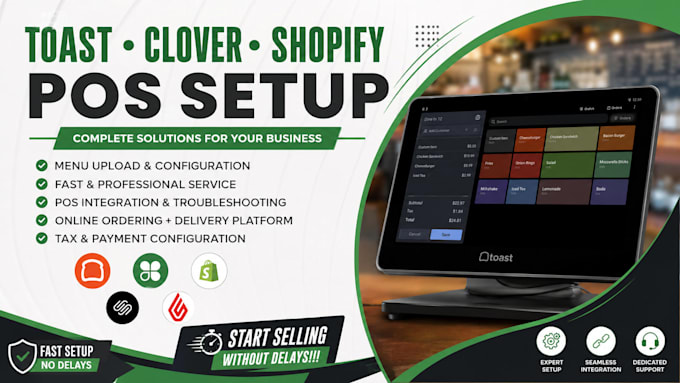 pos setup toast square shopify lightspeed menu payment integration
