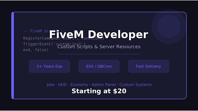develop custom fivem scripts and server resources