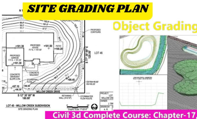 do site grading plan using autocad erosion control plan, site plan, utility plan