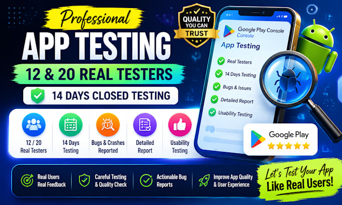 provide 12 or 20 testers for google play app testing