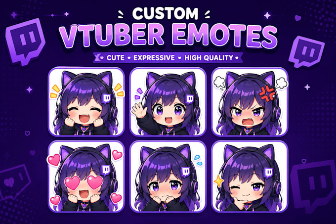 design custom vtuber, animated emote for kick twitch and youtube