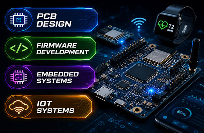 design pcb, firmware, embedded systems, iot, ble  wearable electronics