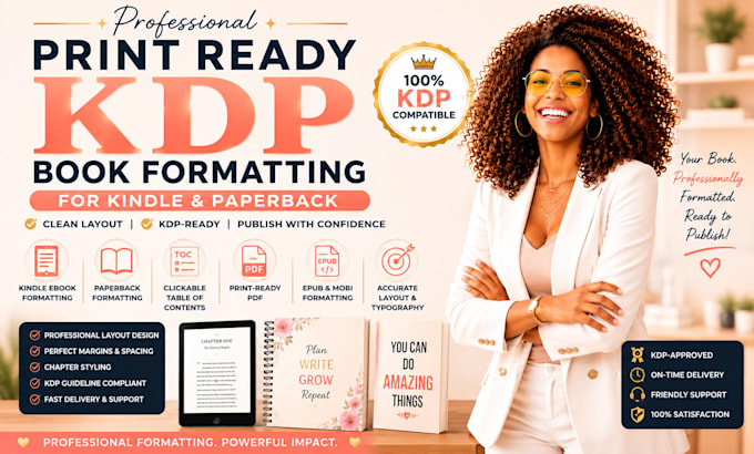 create print ready KDP book formatting for kindle, paperback for self publishing