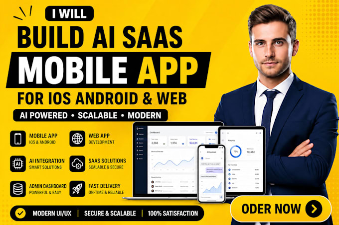 build ai saas mobile app for ios android and web app development