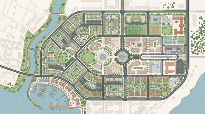 design minimalist vector map, city map, site plan map and business location map