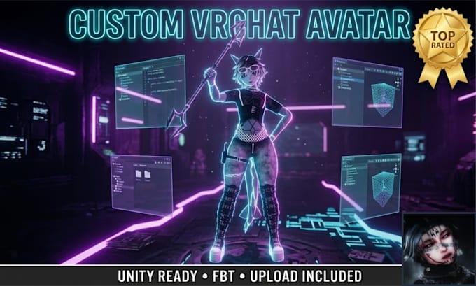 create a custom vrchat 3d avatar with unity setup and full body tracking ready