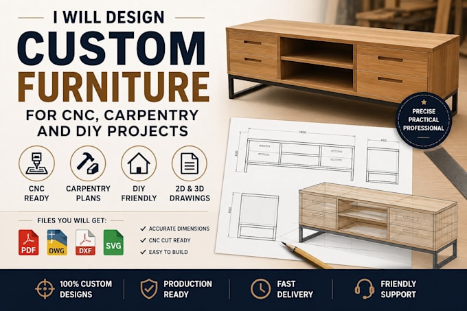 design custom furniture for cnc, carpentry and DIY project