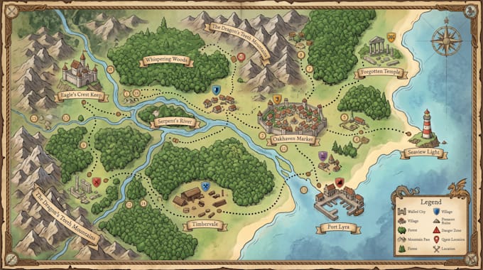 design printable map, board game map, satellitite map and illustration guide map