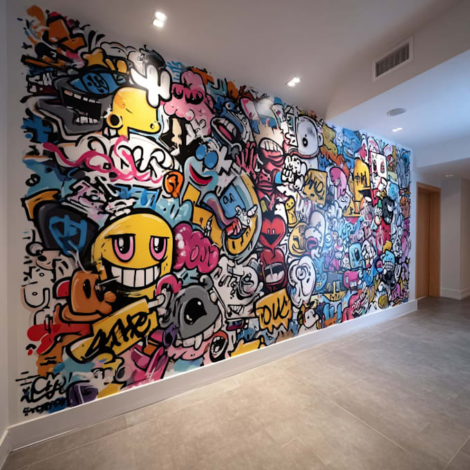 draw any graffiti mural wall art or banner