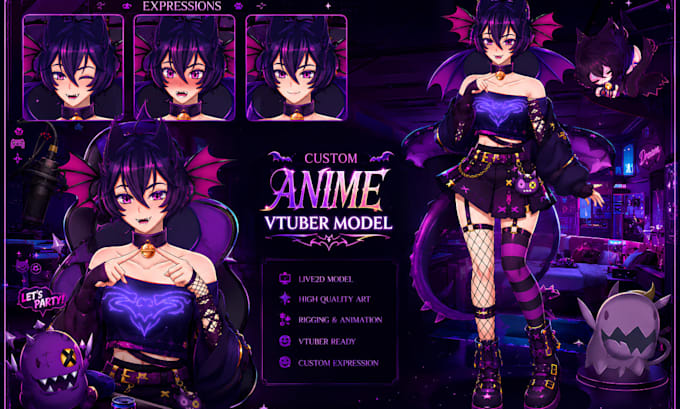 draw and rig live2d custom vtuber model cute anime vtuber avatar for streaming