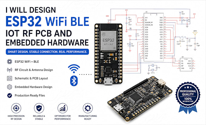 design esp32 wifi ble iot rf pcb and embedded hardware