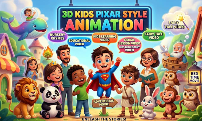 Make 3d nursery rhymes animation for kids youtube channel in disney ...