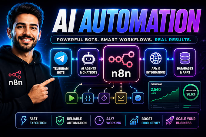 build n8n ai agent, telegram bot, and workflow automation,api integration