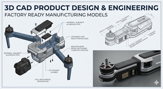 create factory ready 3d cad product design for manufacturing